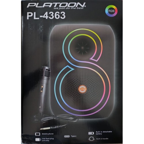 PL-4363 SD,USB,BLUETOOTH RGB IŞIKLI 8'' MİKROFONLU